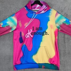 Ken Barbie the Movie Hoodie Men's M Pink Blue Tie-Dye "I Am Kenough"
